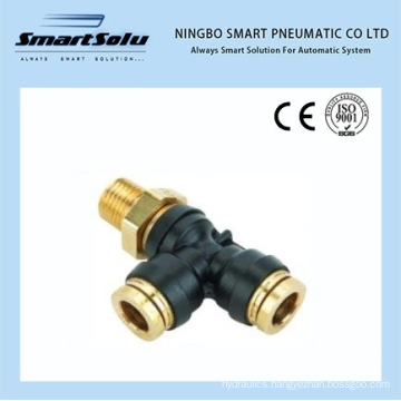 Composite Brass Collect Pneumatic Push-in Male Run Tee Swivel 371 PTC DOT Fittings